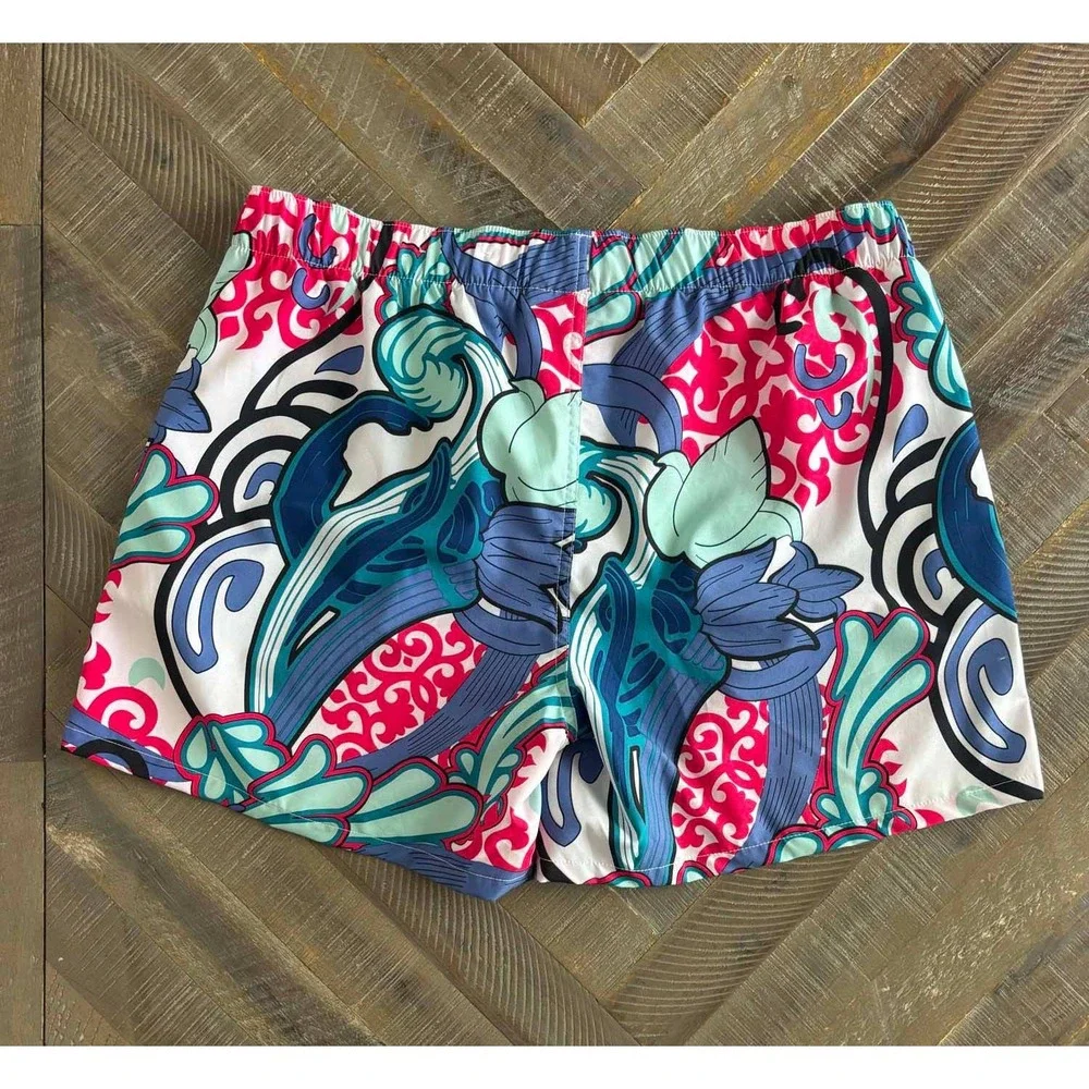 Reel Legends Womens Performance Shorts Large Paisley Scroll Print Multi-Color